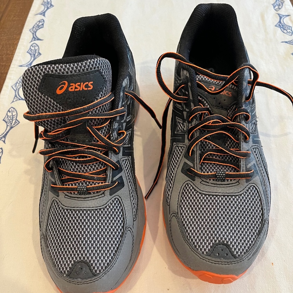 Asics Gel Venture 6 Shoes Men’s Sz 9.5 Gray Black Orange Trail Running